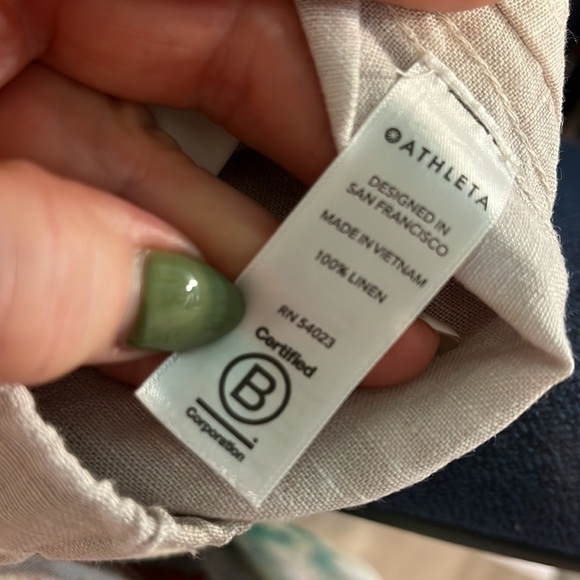 Athleta Cabo Tide Linen Joggers Neutral Camo Pants Size 2 Elastic Waist - Picture 9 of 11